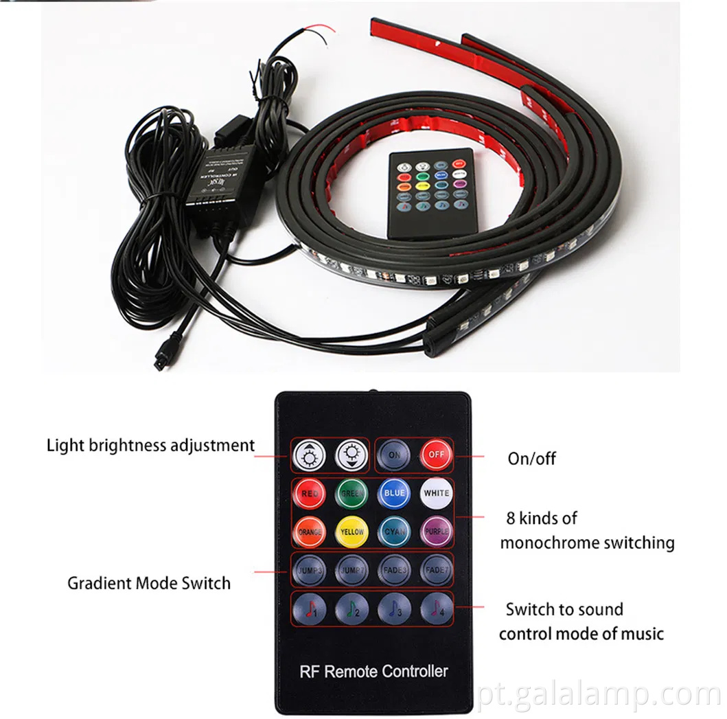 Luzes de tira de LED controladas por aplicativos vibrantes para personalização automotiva